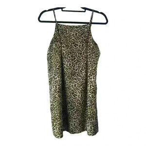 NWT Japna Women's Cheetah Print Mini Slip Spaghetti Strap‎ Dress Size L